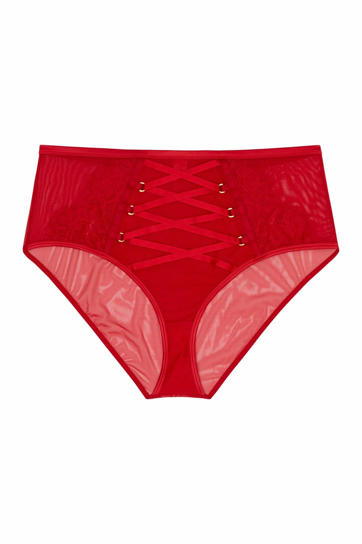 Hot Sale 🧨 Playful Promises Curve Exclusive Kylie Red Lace Up High Waist Knicker ❤️ 4 Playful Promises Curve Exclusive Kylie Red Lace Up High Waist Knicker