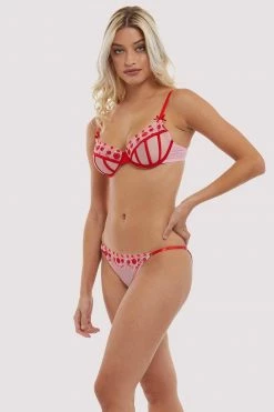 Outlet 🎁 Squish Charli Pink Embroidered Balcony Bra 🎁 18 Squish Charli Pink Embroidered Balcony Bra