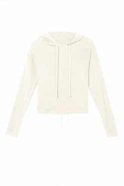 Wolf & Whistle Lounge Ivory Knitted Rib Cropped Hoodie Wolf & Whistle