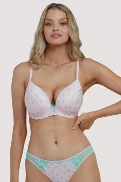 Deja Day New In Bras Sophia Pink & Green Spot Bra