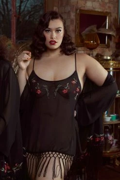 Discount 😀 Bettie Page Lingerie Embroidered Tassel Chemise ❤️ 7 Bettie Page Lingerie Embroidered Tassel Chemise