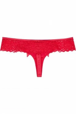 Playful Promises Ruby Pink Satin Crossover Thong Outlet