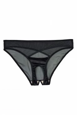 Playful Promises Charlie Black Cut-out Ouvert Brief Knickers