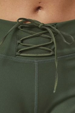 Wolf & Whistle Activewear Lace Up Leggings Khaki