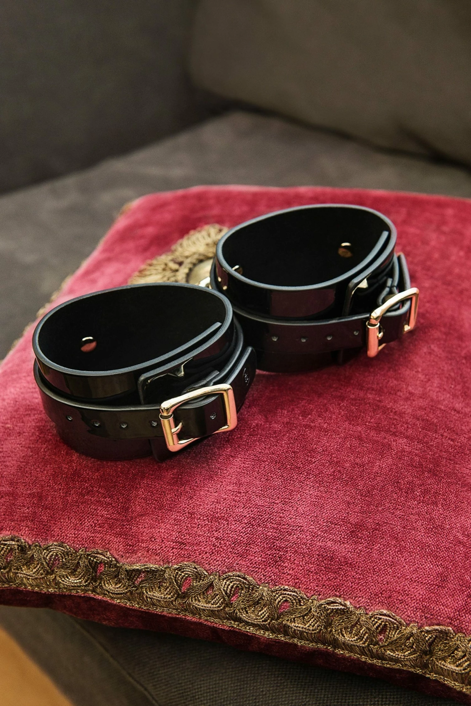 Cheap 🧨 Soft Paris Dahlia Patent Leather Ankle Cuffs 🤩 1 Soft Paris Dahlia Patent Leather Ankle Cuffs