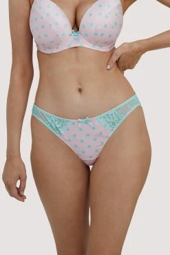 Deja Day Sophia Pink & Green Polka Brazilian Brief