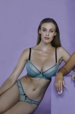Deja Day Grace Mesh Net Green Moss And Black Brazilian Brief