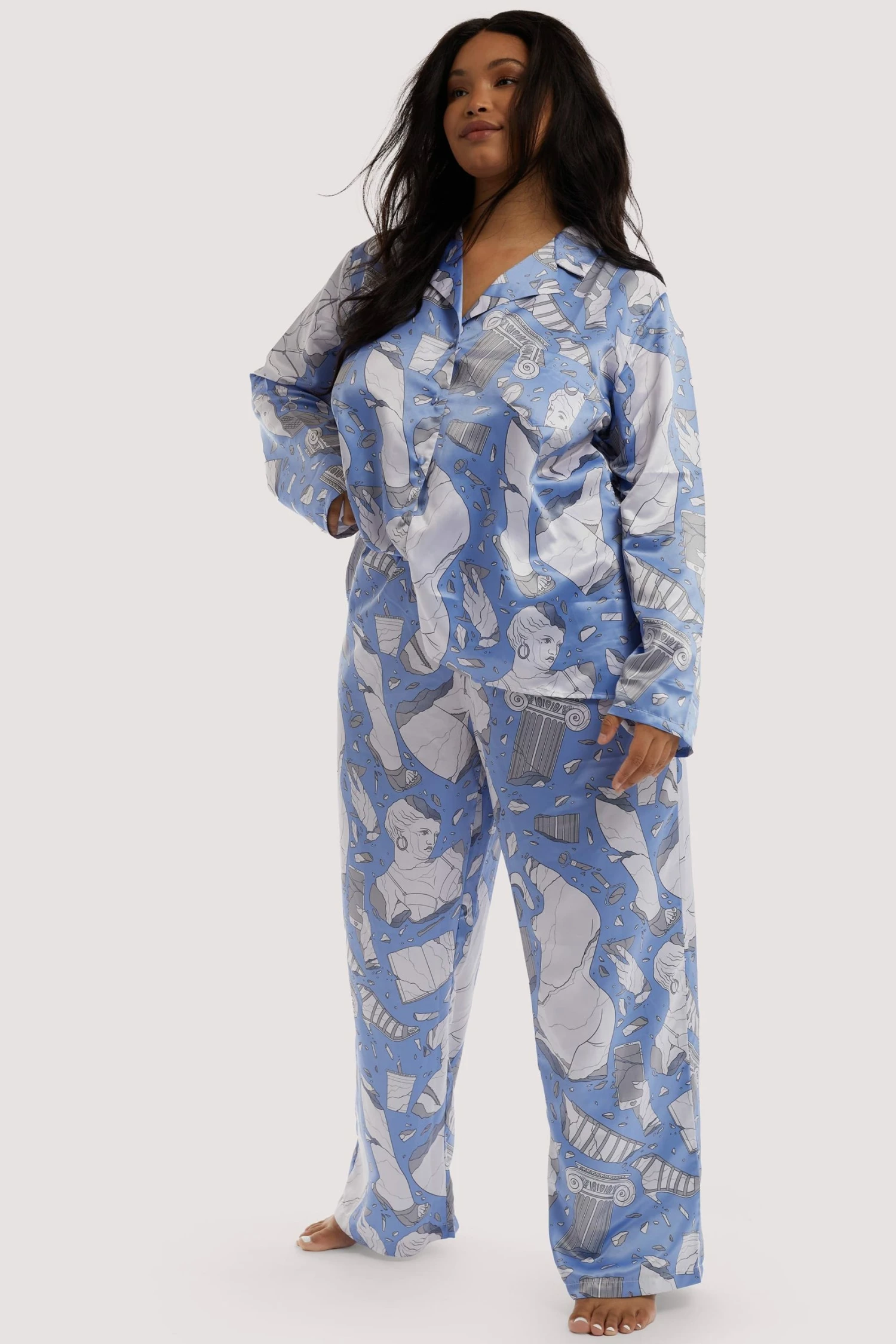 Cheap 🌟 Playful Promises Nightwear Logan Spector Recycled Blue Statues Long Sleeve Top 🎉 5 Playful Promises Nightwear Logan Spector Recycled Blue Statues Long Sleeve Top