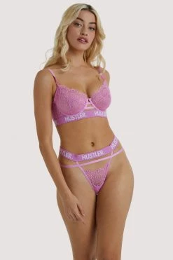 Everyday Lingerie Hustler Branded Lace Pink Thong