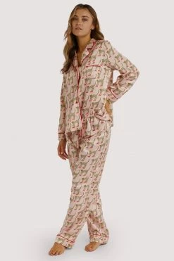 Playful Promises Bouffants Recycled Cheeta Long Sleeved Top Nightwear