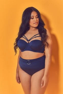 Wolf & Whistle Navy Belted Bikini Brief Curve Knickers