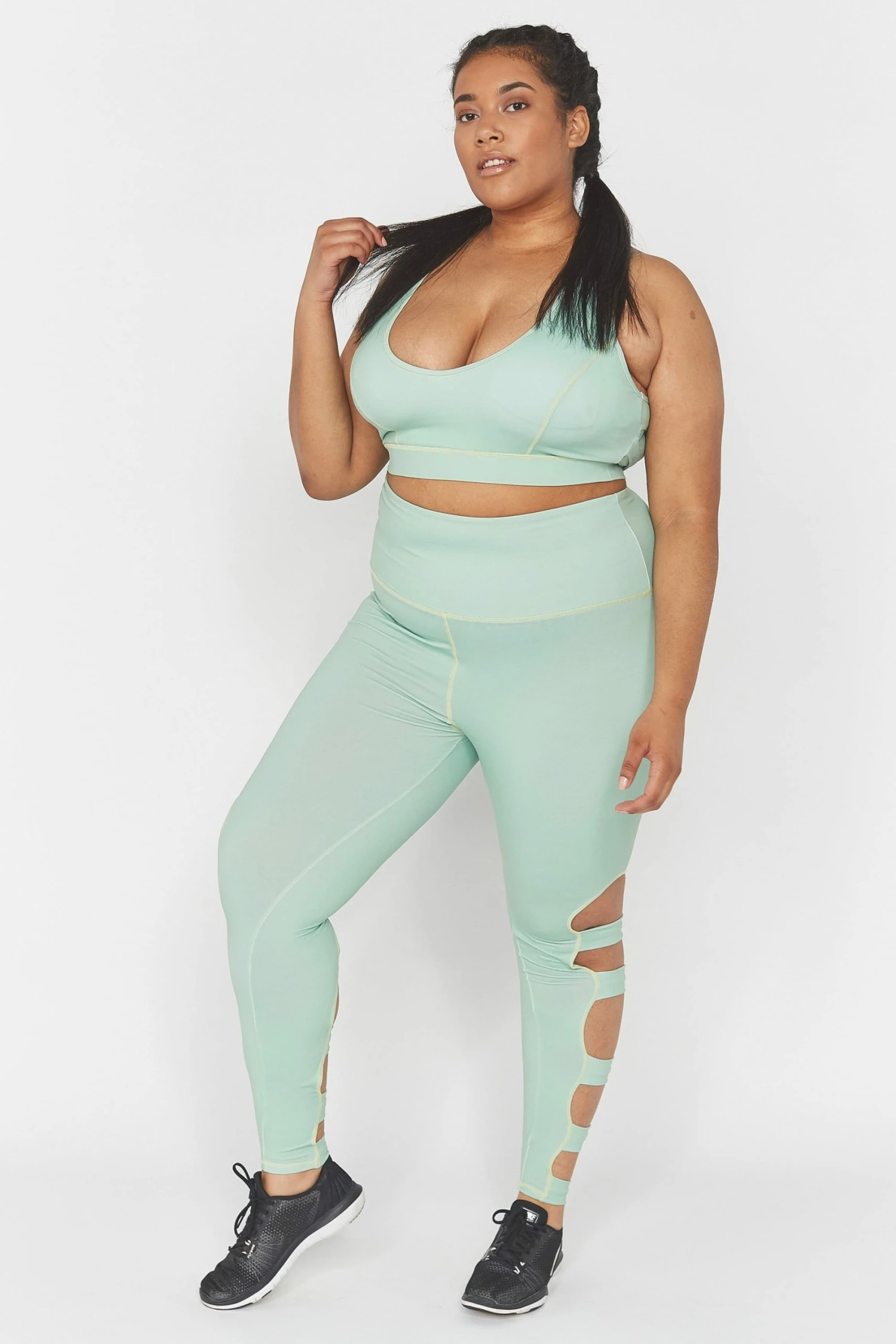 Coupon ✨ Wolf & Whistle Green Long Strappy Curve Leggings Activewear 🔥 1 Wolf & Whistle Green Long Strappy Curve Leggings Activewear