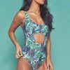 Wolf & Whistle Palm Printed Twist Swimsuit