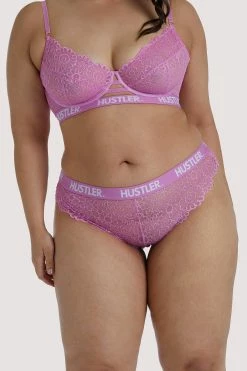 Hustler Branded Pink Curve Lace Brief Everyday Lingerie