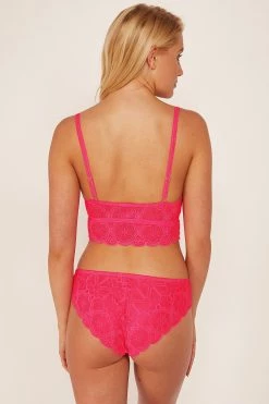 Wolf & Whistle Ariana Lace Neon Pink Bralette Bras