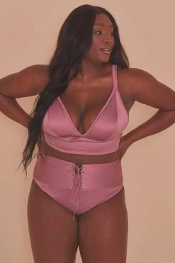 Playful Promises Curve Exclusive Knickers Eagan Blush Satin High Waist Knicker