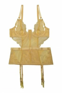 New 🎁 Wolf & Whistle Paola Lemon Lace Basque 💯 10 Wolf & Whistle Paola Lemon Lace Basque