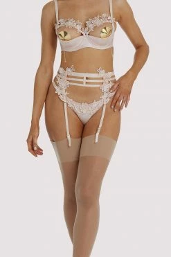 Playful Promises Virginia Peach Guipure Suspender Suspenders