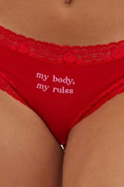 Best deal 👍 Squish Knickers My Body, My Rules Red Embroidered Brief 🌟 11 Squish Knickers My Body, My Rules Red Embroidered Brief