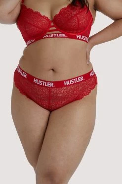 Playful Promises USA Shop 33 Everyday Lingerie Hustler Branded Red Lace Curve Brief