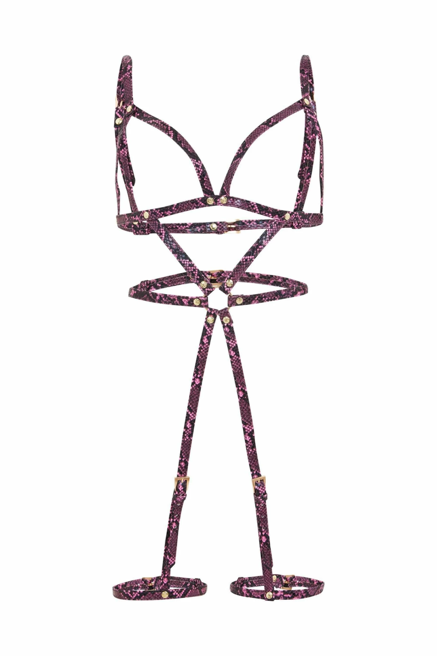 Wholesale ⭐ Regalia Open Cup Leg Cuff Harness Purple Snake New In Accessories 🎁 3 Regalia Open Cup Leg Cuff Harness Purple Snake New In Accessories