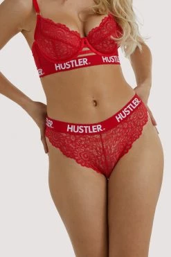 Hustler Branded Red Lace Brief Everyday Lingerie