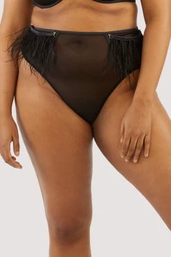 New ๐ Felicity Hayward X PP Electra Black Feather High Waisted Brief Knickers โค๏ธ 12 Felicity Hayward X PP Electra Black Feather High Waisted Brief Knickers
