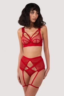 Best Pirce ✔️ Felicity Hayward X PP New In Mercury Red Mesh Harness Suspender ⭐ 20 Felicity Hayward X PP New In Mercury Red Mesh Harness Suspender