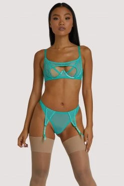Regalia Bras Greta Mint Fishnet Overbust Wired Bra