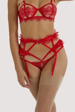 Wolf & Whistle Chantal Red Lace Suspender Suspenders