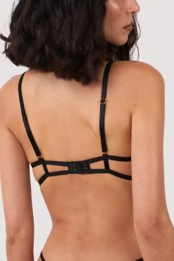 Hustler Becka Black Lace Trim Open Wired Bra New In