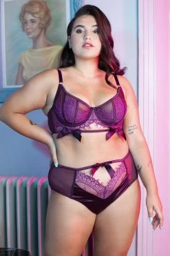 Playful Promises Josephine Aubergine Corded Lace Bra