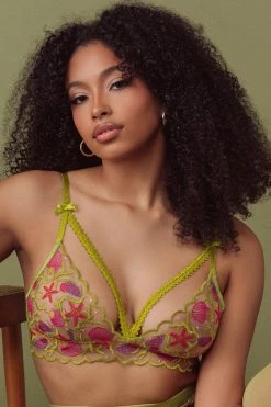 Kilo Brava New In Sequin Shell Embroidery Longline Bralette