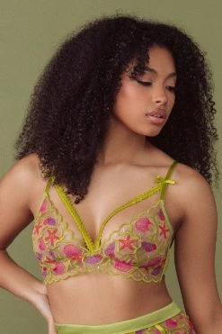 Kilo Brava New In Sequin Shell Embroidery Longline Bralette