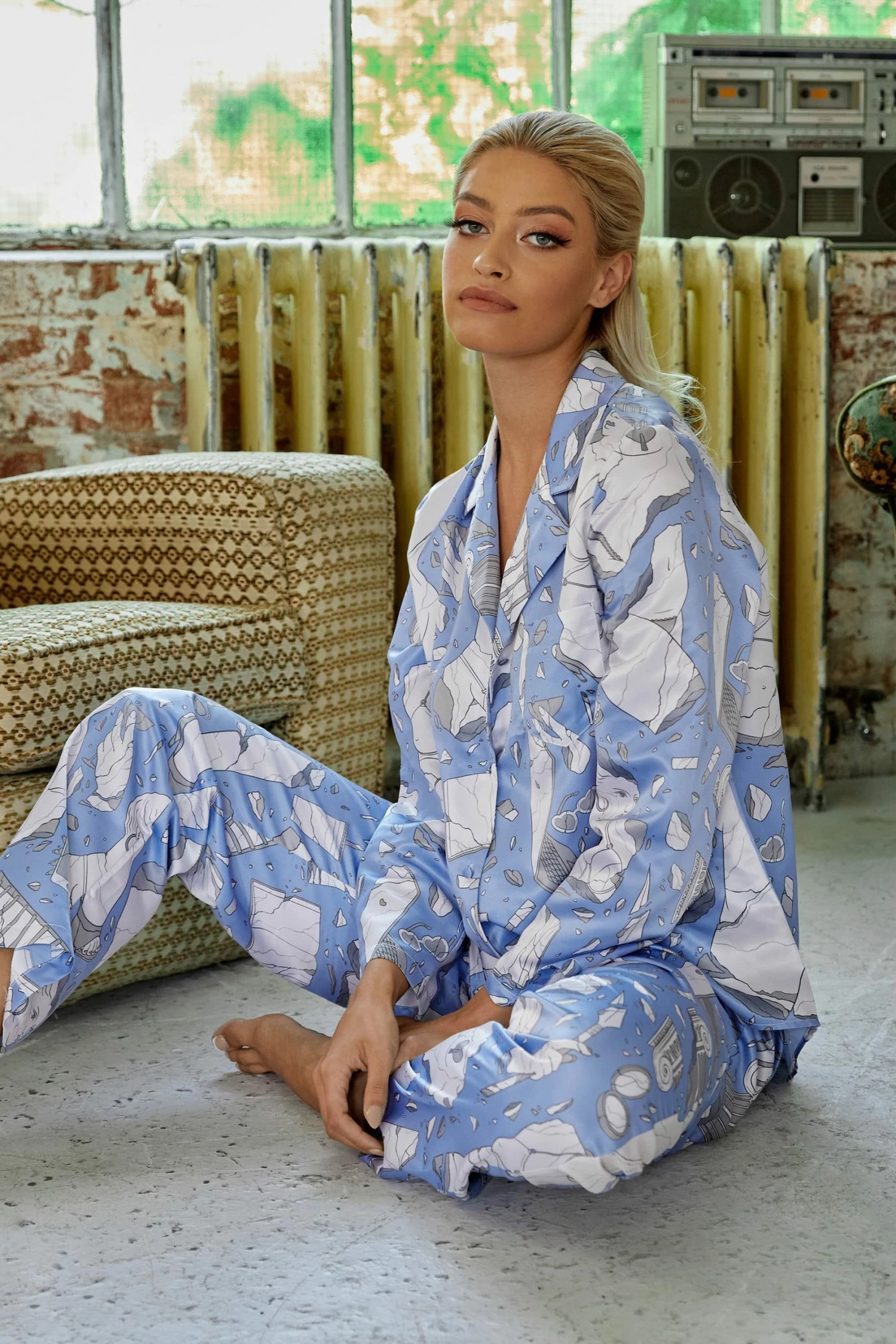 Cheap 🌟 Playful Promises Nightwear Logan Spector Recycled Blue Statues Long Sleeve Top 🎉 1 Playful Promises Nightwear Logan Spector Recycled Blue Statues Long Sleeve Top