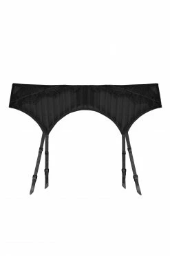 Playful Promises Curve Exclusive New In Presley Black Stripe And Lace Trim Suspender