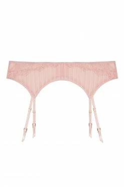 Playful Promises Curve Exclusive Presley Pink Stripe And Lace Trim Suspender