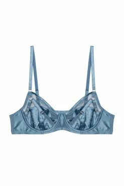 Playful Promises Olympia Storm Grey Diamante Mesh And Satin Bra New In