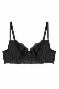 Playful Promises Curve Exclusive New In Presley Black Stripe And Lace Trim Bra