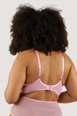 Playful Promises New In Ziggy Pink Lace And Spotted Mesh Bra