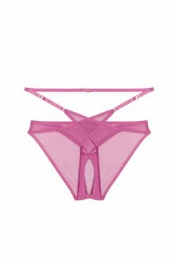 Playful Promises Eddie Pink Crossover Wrap Crotchless Brazilian Brief New In