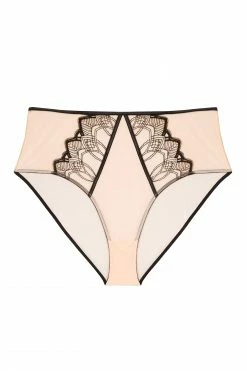 Playful Promises Curve Exclusive New In Clara Latte And Black Lace High Waisted Brief