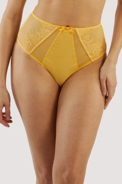 Playful Promises Ziggy Mango Lace And Spotted Mesh High Waisted Brief New In