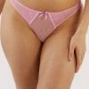 Playful Promises Ziggy Pink Lace And Spotted Mesh Thong