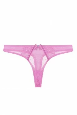 Playful Promises Ziggy Pink Lace And Spotted Mesh Thong