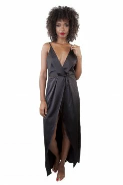 Playful Promises Nightwear Reina Black Satin Chemise