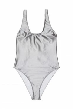 Best Pirce ✨ Wolf & Whistle Swimwear Metallic Scoop 🩱 Swimsuit Silver 😀 6 Wolf & Whistle Swimwear Metallic Scoop Swimsuit Silver