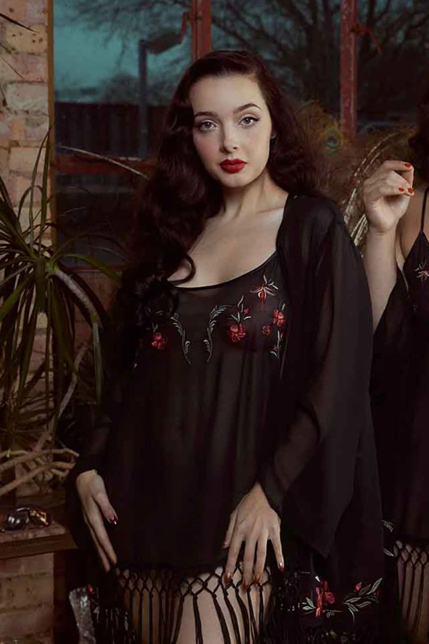 Buy ๐ Bettie Page Lingerie Nightwear Embroidered Tassel Kimono ๐ฅ 1 Bettie Page Lingerie Nightwear Embroidered Tassel Kimono