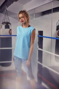 Wolf & Whistle Cotton Knot Front Vest Blue